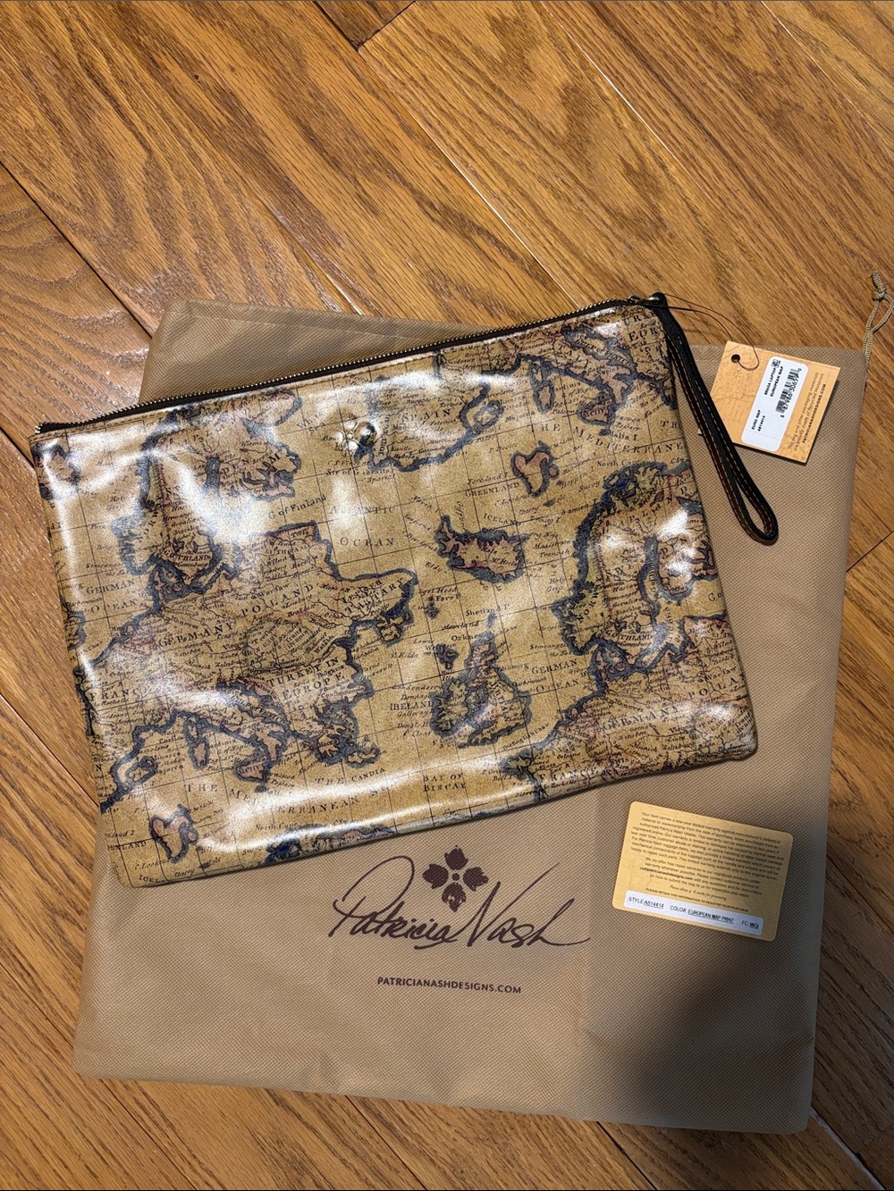 Patricia Nash Map Print Computer Bag - Tan & Blue & Green NWT